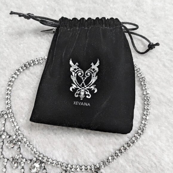 Xevana Czech Glass Rhinestone Drop Choker Necklace - EGL, Gothic Glamour - Picture 4 of 6